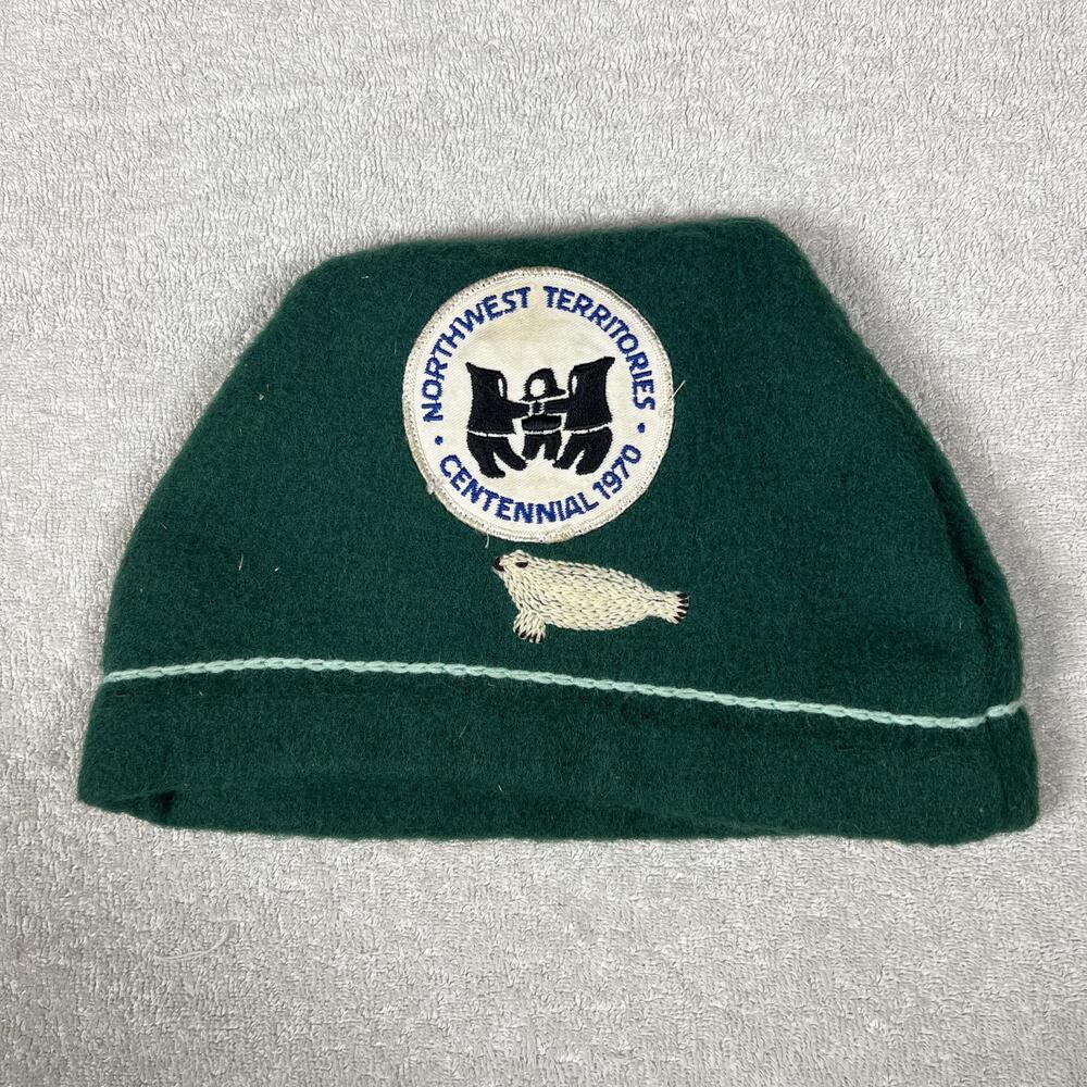 Vintage Northwest Territories Hat Beanie One Size Green Mens Centennial 1970